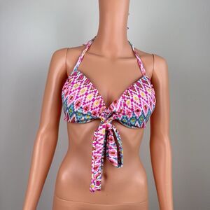 Victoria's Secret The Wrap Halter Swim Bralette Pastel Pink Blue Bikini Top